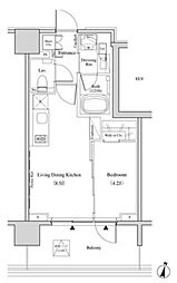 ザ・パークハビオ代々木 4階1LDKの間取り
