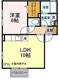 パインII 1階1LDKの間取り
