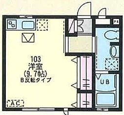 堤第 1階ワンルームの間取り