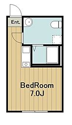カーサ・パーチェ ワンルームの間取図画像