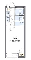 小田急小田原線 相武台前駅 徒歩17分の賃貸アパート 1階1Kの間取り