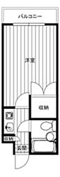 キャトルセゾン清新 1Kの間取図画像