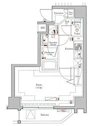 GENOVIA 新御徒町 skygarden 9階1Kの間取り