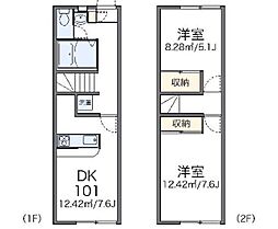 レオパレス古市場3 2DKの間取図画像
