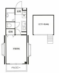 コア・フォーレストアネックスI 2階1Kの間取り