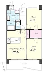 カーサ・ヴェルデ 5階2LDKの間取り