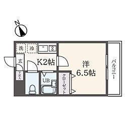 ソリッド磯子弐番館 1階1Kの間取り