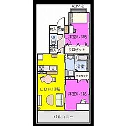 エスペランサ 2LDKの間取図画像