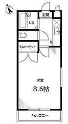 アムールグランシャリオ 2階1Kの間取り