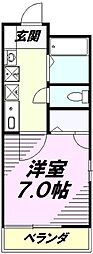 JR中央線 西八王子駅 徒歩7分の賃貸アパート 1階1Kの間取り