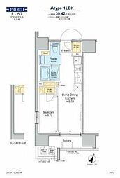 プラウドフラット大井町 13階1LDKの間取り