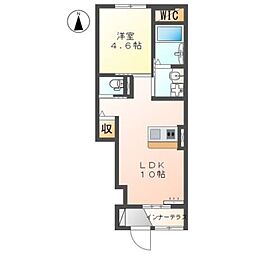 オアシス久米 1階1LDKの間取り