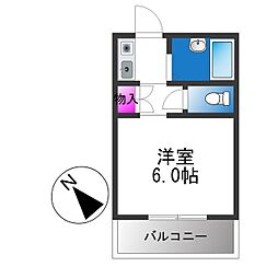GSハイム平野 1Kの間取図画像