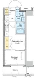 プラウドフラット清澄通り 1DKの間取図画像