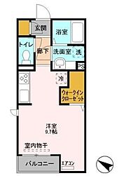 AXIS北松戸 2階ワンルームの間取り