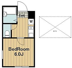 ウィステリアK 1Kの間取図画像