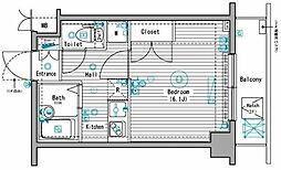 東急東横線 多摩川駅 徒歩6分の賃貸マンション 3階1Kの間取り
