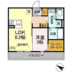 クレア 1LDKの間取図画像