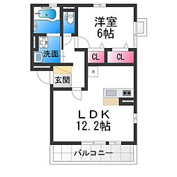 リヴィエール諏訪森 1LDKの間取図画像