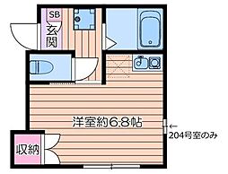 エテルノア ワンルームの間取図画像