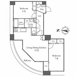 リバーシティ21イーストタワーズ2 2LDKの間取図画像