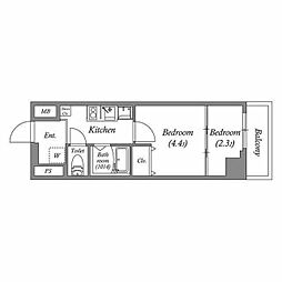 N-flats町田 11階2Kの間取り