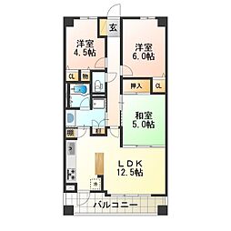 エスリード住吉公園通り 4階3LDKの間取り