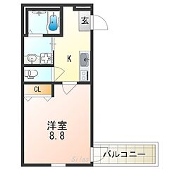 京阪本線 西三荘駅 徒歩7分の賃貸アパート 3階1Kの間取り