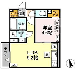 セレスティア羽沢B棟 1LDKの間取図画像
