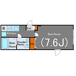 COCOCUBE中延 2階1Kの間取り