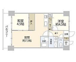 ライオンズマンション千葉スポーツセンター駅前 7階2LDKの間取り