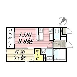 福岡市南区大橋3丁目マンション 1LDKの間取図画像