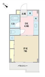 セカンドラインマンション 2階1DKの間取り