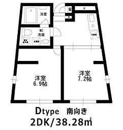 ホライゾンコート新宿西落合 2DKの間取図画像