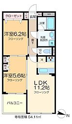 メゾンブラン 2LDKの間取図画像