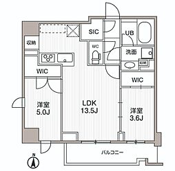 シーズンフラッツ両国サウス 9階2LDKの間取り