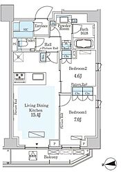 PARKAXIS三番町 2LDKの間取図画像