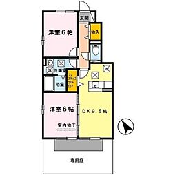 JR紀勢本線 紀三井寺駅 3.2kmの賃貸アパート 1階2DKの間取り
