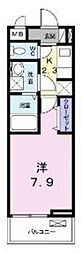 サウス2 1Kの間取図画像