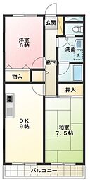 ルミエール・テルメ 3階2LDKの間取り