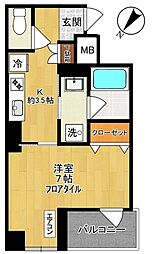 Rosso Corsa -ロッソ コルサ- 1Kの間取図画像