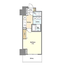 フロンティア新宿タワー 8階1Kの間取り
