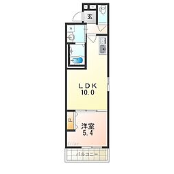 JR阪和線 杉本町駅 徒歩2分の賃貸アパート 3階1LDKの間取り