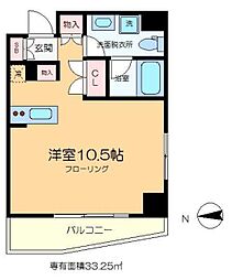 カスタリア森下II 11階ワンルームの間取り