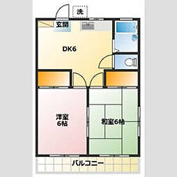 ホワイトベルハイム 2DKの間取図画像
