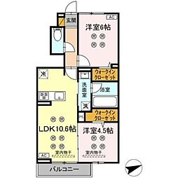 ラフィーユII 2LDKの間取図画像