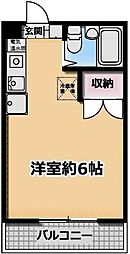 グランデール三井 2階ワンルームの間取り