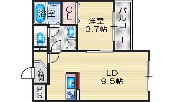 BLANCOSTA TOYONAKAMINAMI ｜大阪府豊中市豊南町西３丁目(賃貸マンション1LDK・3階・31.19㎡)の写真 その2