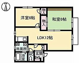 神田縄ハイツE 2LDKの間取図画像