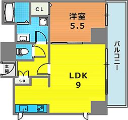 プレザン新神戸 11階1LDKの間取り